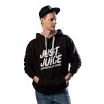 Man wearing a Just Juice black hoodie and black base ball cap from front